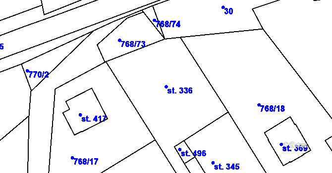 Parcela st. 336 v KÚ Merklín u Přeštic, Katastrální mapa