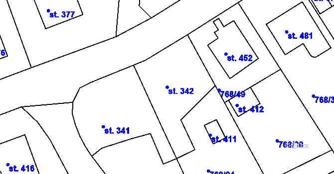 Parcela st. 342 v KÚ Merklín u Přeštic, Katastrální mapa