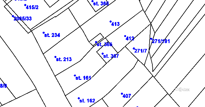Parcela st. 367 v KÚ Merklín u Přeštic, Katastrální mapa
