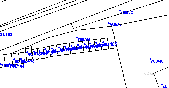 Parcela st. 402 v KÚ Merklín u Přeštic, Katastrální mapa