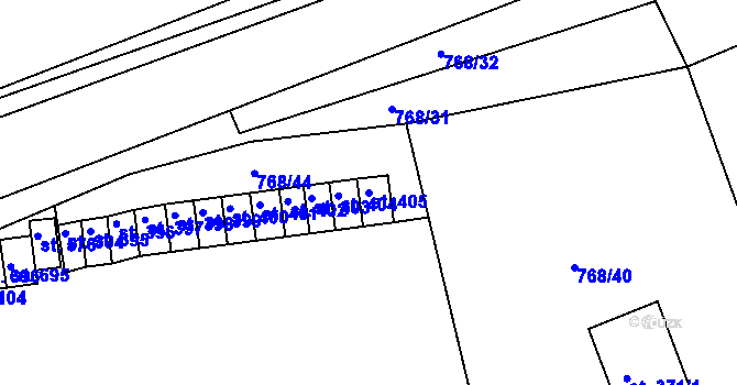 Parcela st. 405 v KÚ Merklín u Přeštic, Katastrální mapa