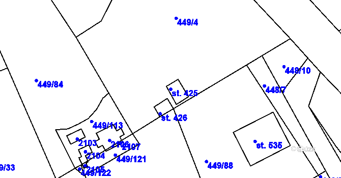 Parcela st. 425 v KÚ Merklín u Přeštic, Katastrální mapa
