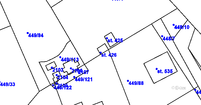 Parcela st. 426 v KÚ Merklín u Přeštic, Katastrální mapa