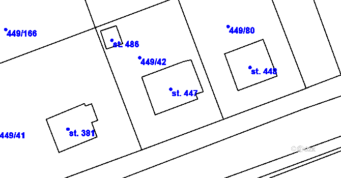 Parcela st. 447 v KÚ Merklín u Přeštic, Katastrální mapa