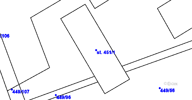 Parcela st. 451/1 v KÚ Merklín u Přeštic, Katastrální mapa