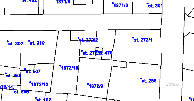 Parcela st. 470 v KÚ Merklín u Přeštic, Katastrální mapa