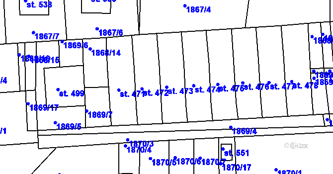 Parcela st. 473 v KÚ Merklín u Přeštic, Katastrální mapa