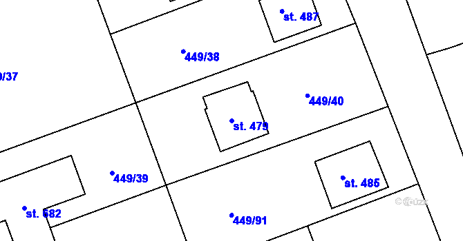 Parcela st. 479 v KÚ Merklín u Přeštic, Katastrální mapa