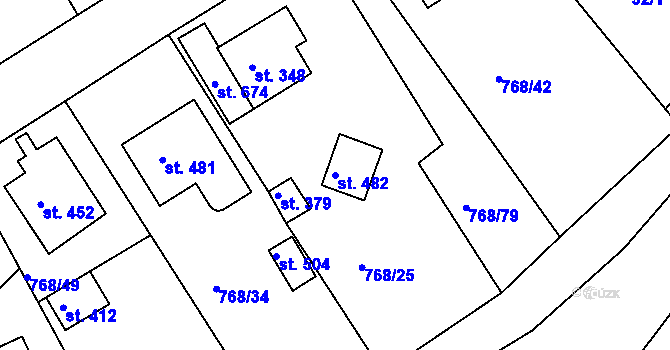 Parcela st. 482 v KÚ Merklín u Přeštic, Katastrální mapa