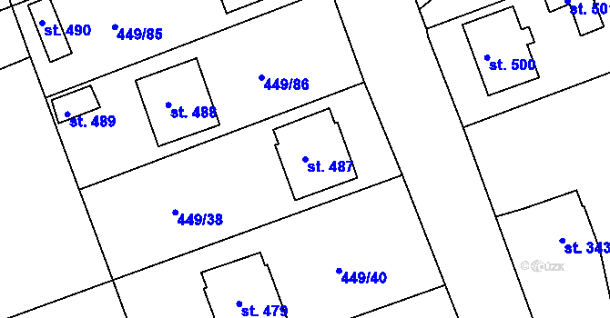 Parcela st. 487 v KÚ Merklín u Přeštic, Katastrální mapa