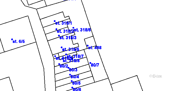 Parcela st. 498 v KÚ Merklín u Přeštic, Katastrální mapa