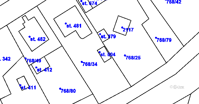 Parcela st. 504 v KÚ Merklín u Přeštic, Katastrální mapa