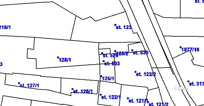 Parcela st. 529 v KÚ Merklín u Přeštic, Katastrální mapa