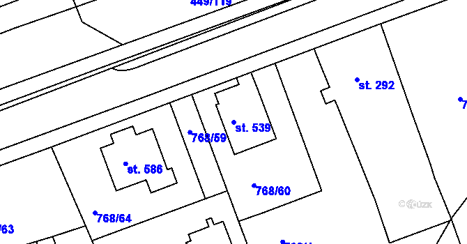 Parcela st. 539 v KÚ Merklín u Přeštic, Katastrální mapa
