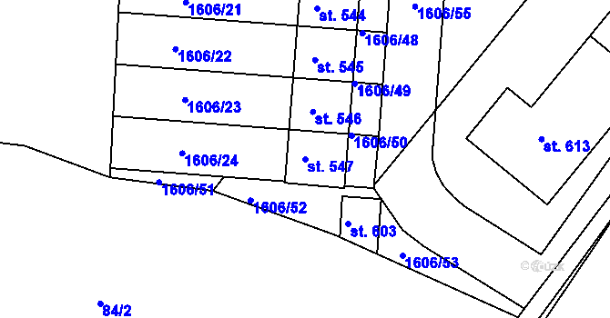 Parcela st. 547 v KÚ Merklín u Přeštic, Katastrální mapa