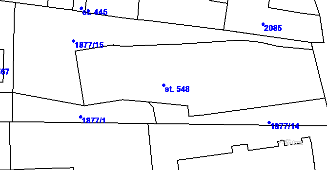 Parcela st. 548 v KÚ Merklín u Přeštic, Katastrální mapa