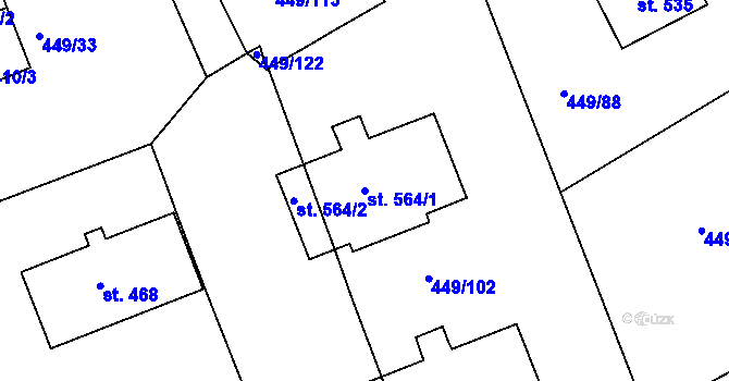 Parcela st. 564/1 v KÚ Merklín u Přeštic, Katastrální mapa