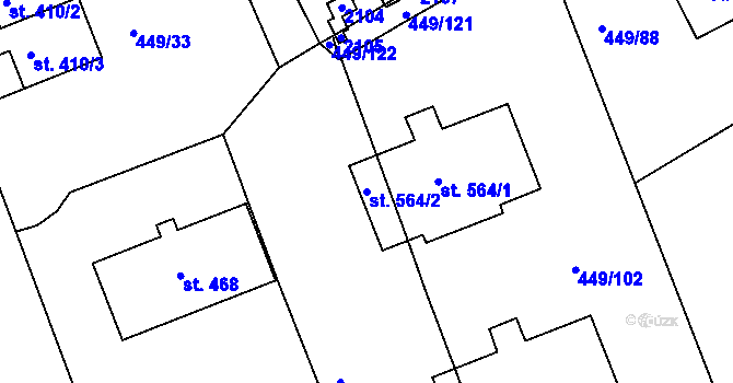 Parcela st. 564/2 v KÚ Merklín u Přeštic, Katastrální mapa