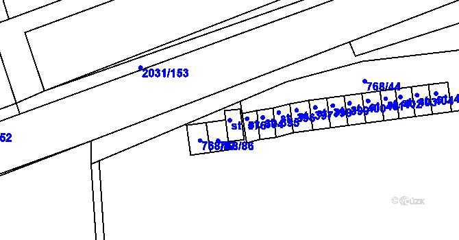 Parcela st. 576 v KÚ Merklín u Přeštic, Katastrální mapa