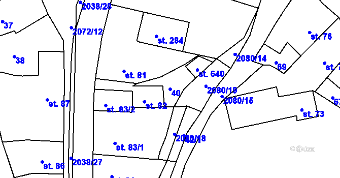 Parcela st. 40 v KÚ Merklín u Přeštic, Katastrální mapa