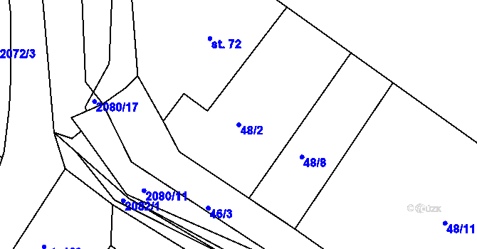 Parcela st. 48/2 v KÚ Merklín u Přeštic, Katastrální mapa