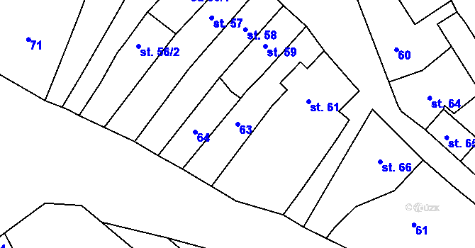 Parcela st. 63 v KÚ Merklín u Přeštic, Katastrální mapa