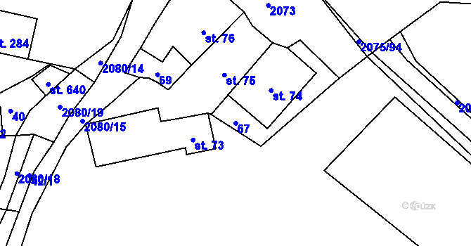 Parcela st. 67 v KÚ Merklín u Přeštic, Katastrální mapa