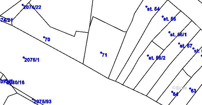 Parcela st. 71 v KÚ Merklín u Přeštic, Katastrální mapa