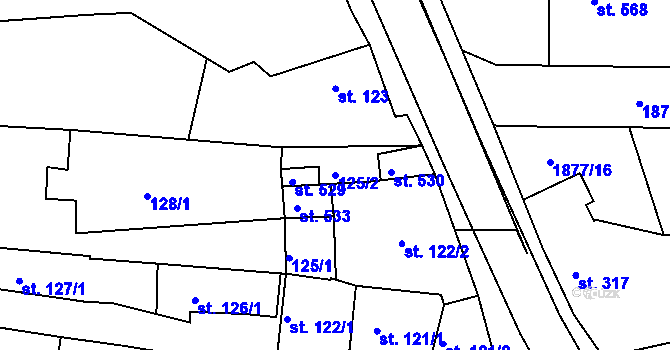 Parcela st. 125/2 v KÚ Merklín u Přeštic, Katastrální mapa