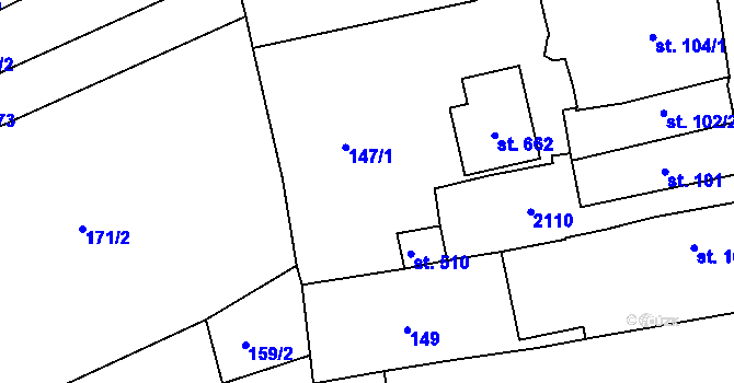 Parcela st. 148/1 v KÚ Merklín u Přeštic, Katastrální mapa