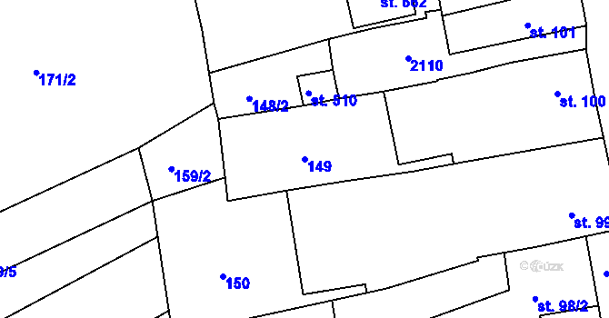 Parcela st. 149 v KÚ Merklín u Přeštic, Katastrální mapa