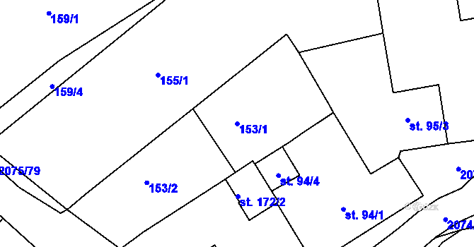 Parcela st. 153/1 v KÚ Merklín u Přeštic, Katastrální mapa