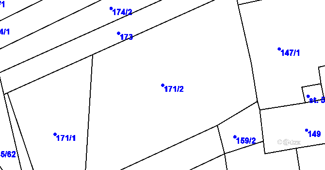 Parcela st. 171/2 v KÚ Merklín u Přeštic, Katastrální mapa