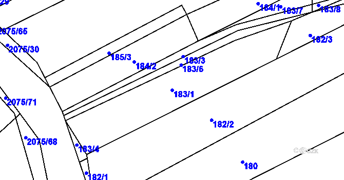Parcela st. 183/1 v KÚ Merklín u Přeštic, Katastrální mapa