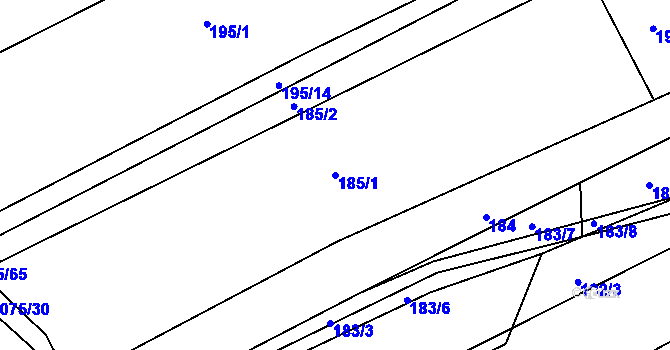 Parcela st. 185/1 v KÚ Merklín u Přeštic, Katastrální mapa