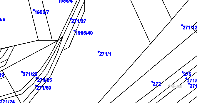 Parcela st. 271/1 v KÚ Merklín u Přeštic, Katastrální mapa