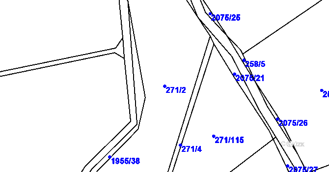 Parcela st. 271/2 v KÚ Merklín u Přeštic, Katastrální mapa