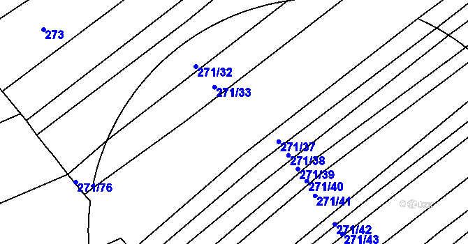 Parcela st. 271/8 v KÚ Merklín u Přeštic, Katastrální mapa