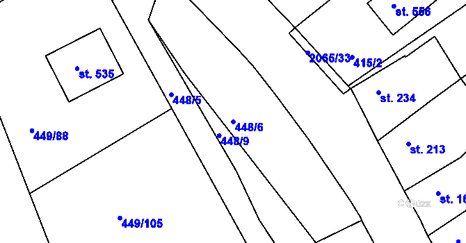 Parcela st. 448/6 v KÚ Merklín u Přeštic, Katastrální mapa