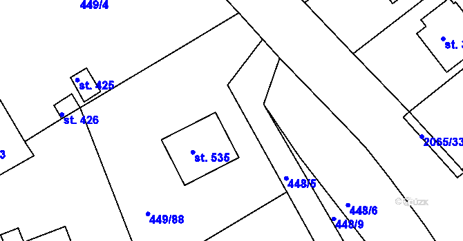 Parcela st. 448/7 v KÚ Merklín u Přeštic, Katastrální mapa