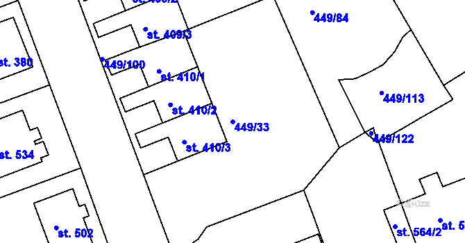Parcela st. 449/33 v KÚ Merklín u Přeštic, Katastrální mapa