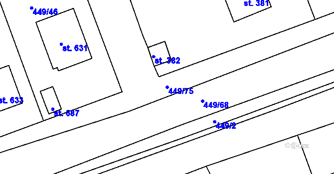 Parcela st. 449/75 v KÚ Merklín u Přeštic, Katastrální mapa