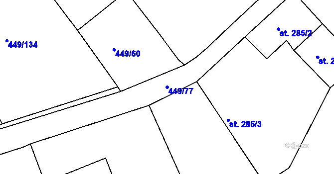 Parcela st. 449/77 v KÚ Merklín u Přeštic, Katastrální mapa