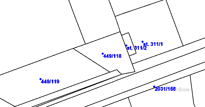 Parcela st. 449/118 v KÚ Merklín u Přeštic, Katastrální mapa