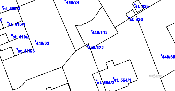 Parcela st. 449/122 v KÚ Merklín u Přeštic, Katastrální mapa