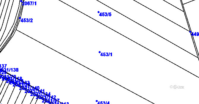 Parcela st. 453/1 v KÚ Merklín u Přeštic, Katastrální mapa