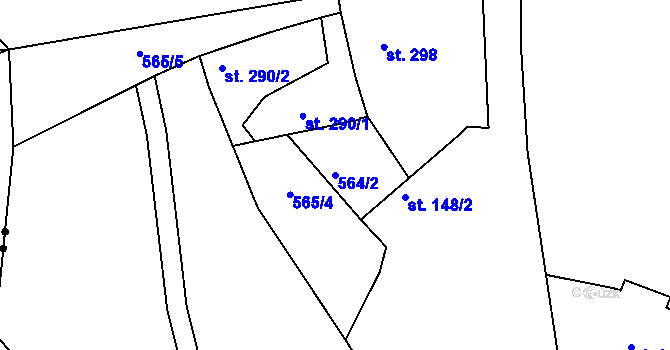 Parcela st. 564/2 v KÚ Merklín u Přeštic, Katastrální mapa