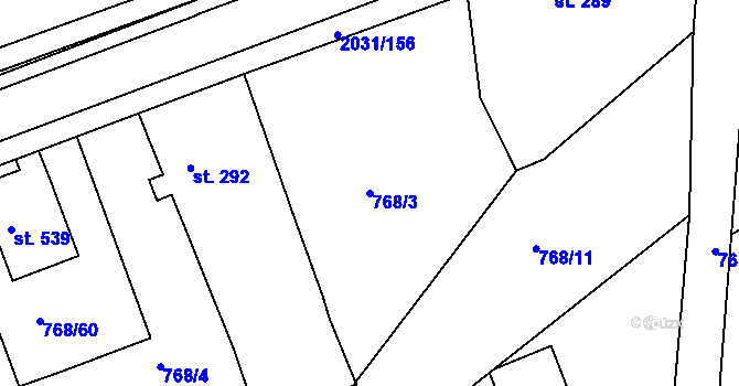 Parcela st. 768/3 v KÚ Merklín u Přeštic, Katastrální mapa