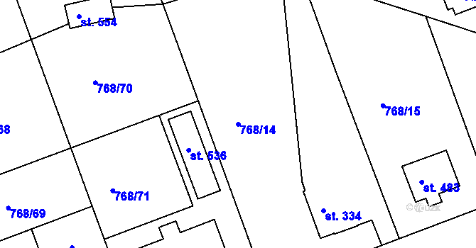 Parcela st. 768/14 v KÚ Merklín u Přeštic, Katastrální mapa