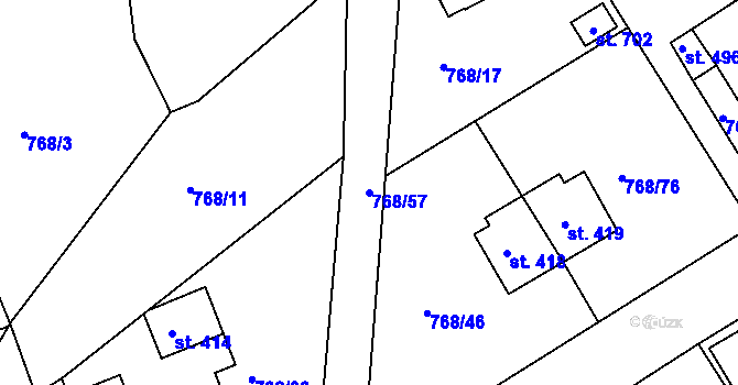 Parcela st. 768/57 v KÚ Merklín u Přeštic, Katastrální mapa
